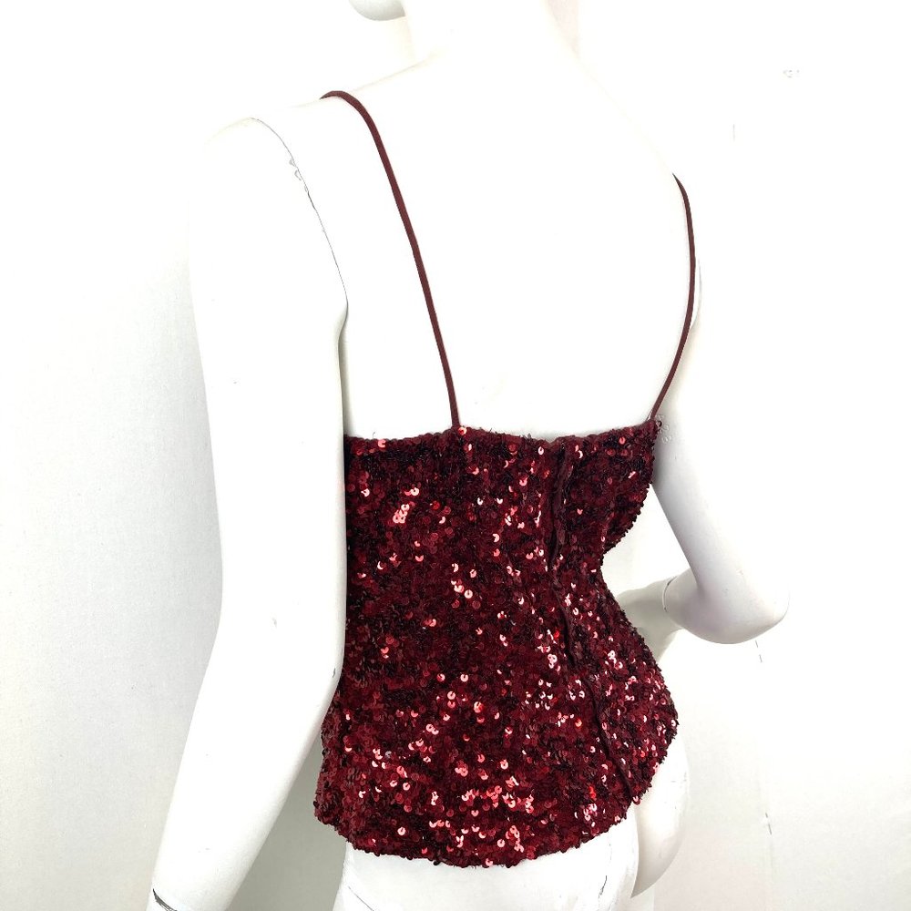 Cache Red Sequin Asymmetrical Cami Top - Picture 3 of 8